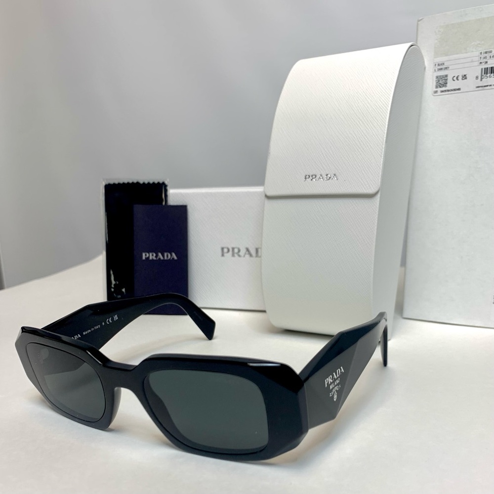 Prada 17WS Black Sunglasses With Angular Frame